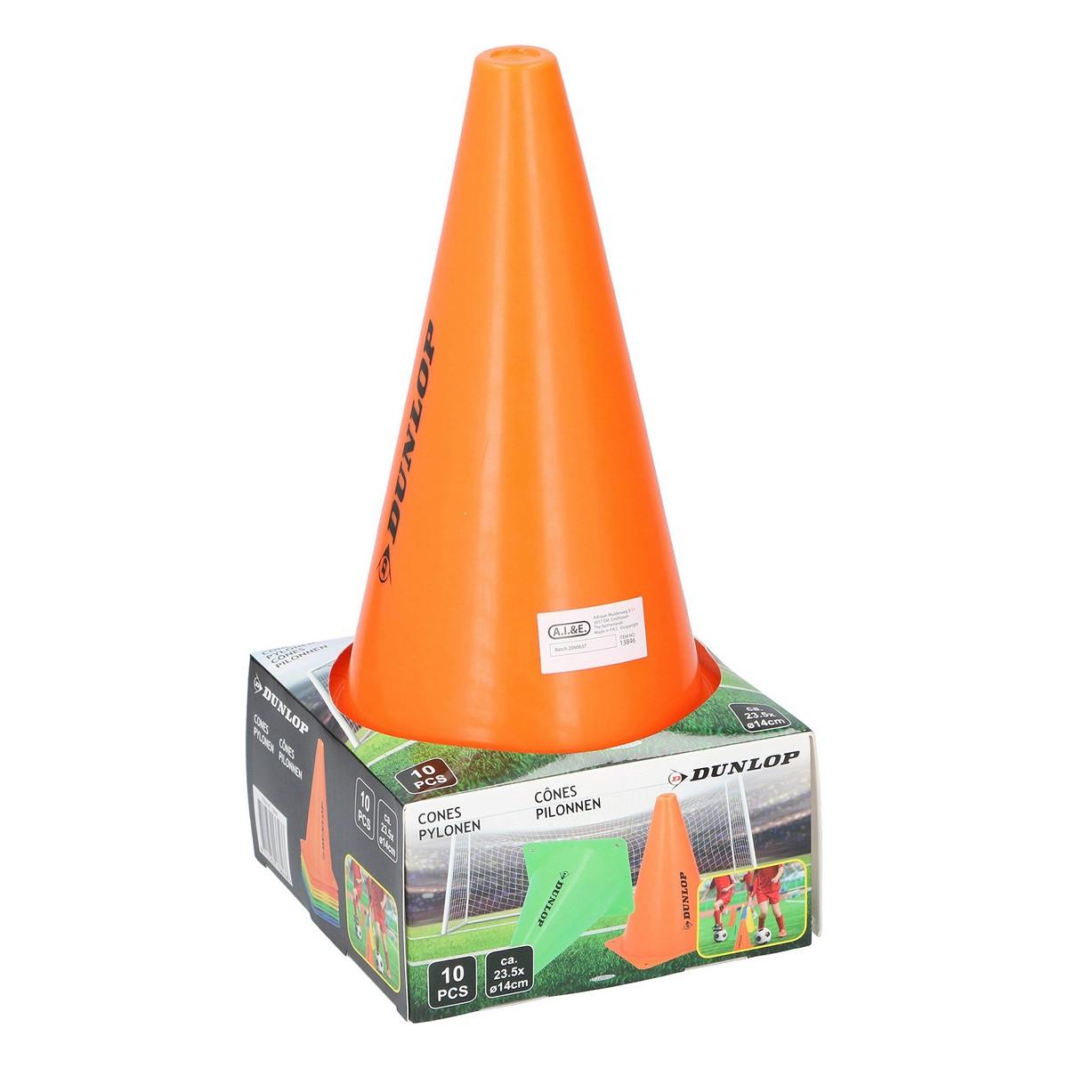 Dunlop markeringskegler - sæt á 10 (multifarver)