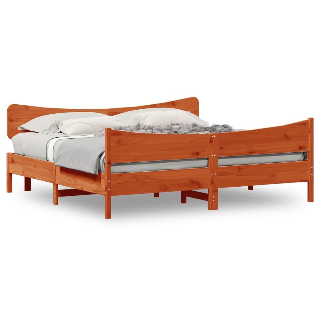 Sengeramme uden madras 200x200 cm massivt fyrretræ gyldenbrun