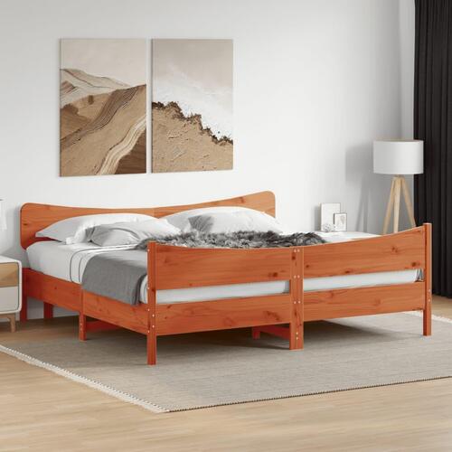 Sengeramme uden madras 200x200 cm massivt fyrretræ gyldenbrun