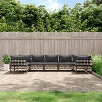 Loungesæt til haven 7 dele med hynder polyrattan antracitgrå