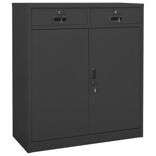 Kontorskab med plantekasse 90x40x125 cm stål antracitgrå