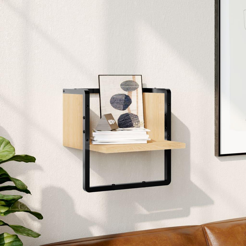 Væghylde med stang 30x25x30 cm sonoma-eg