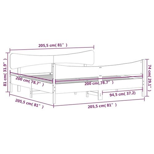 Sengeramme uden madras 200x200 cm massivt fyrretræ gyldenbrun