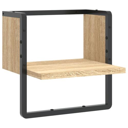 Væghylde med stang 30x25x30 cm sonoma-eg