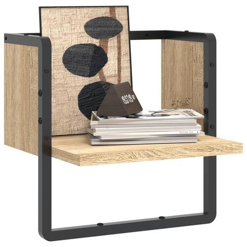 Væghylde med stang 30x25x30 cm sonoma-eg