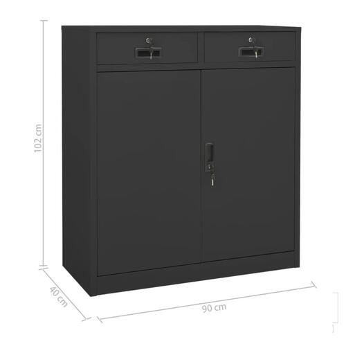 Kontorskab med plantekasse 90x40x125 cm stål antracitgrå