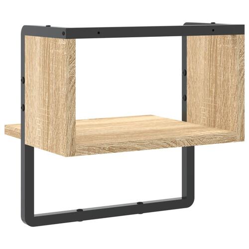 Væghylde med stang 30x25x30 cm sonoma-eg