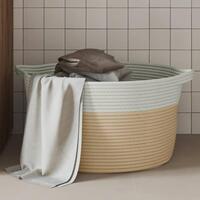 Opbevaringskurv Ø40x25 cm bomuld beige og hvid