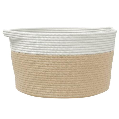 Opbevaringskurv Ø40x25 cm bomuld beige og hvid