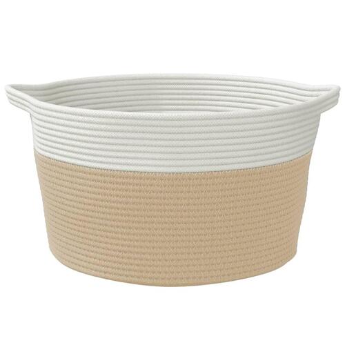 Opbevaringskurv Ø40x25 cm bomuld beige og hvid