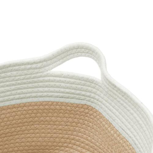 Opbevaringskurv Ø40x25 cm bomuld beige og hvid