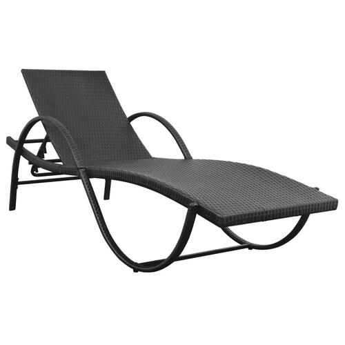 Liggestol med hynde polyrattan sort