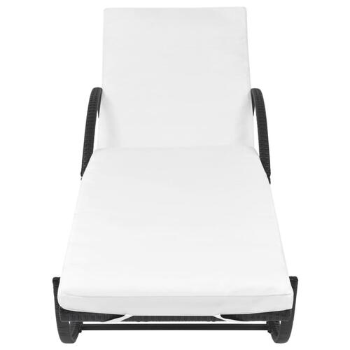 Liggestol med hynde polyrattan sort