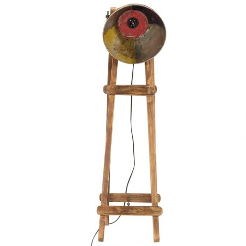 Gulvlampe E27 i massivt mangotræ - flerfarvet, industriel stil