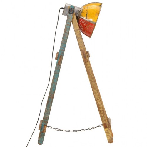 Gulvlampe E27 i massivt mangotræ - flerfarvet, industriel stil