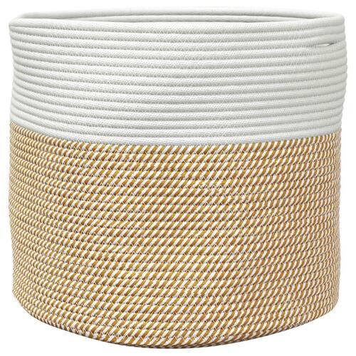 Opbevaringskurv Ø40x35 cm bomuld brun og hvid