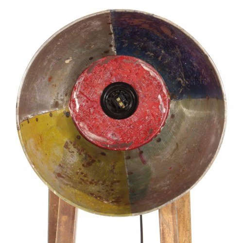 Gulvlampe E27 i massivt mangotræ - flerfarvet, industriel stil