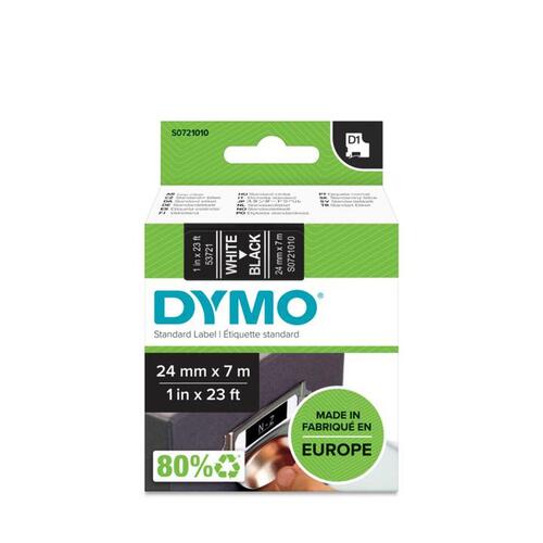 Lamineret tape til mærkningsmaskiner Dymo D1 53721 24 mm LabelManager™ Hvid Sort (5 enheder)