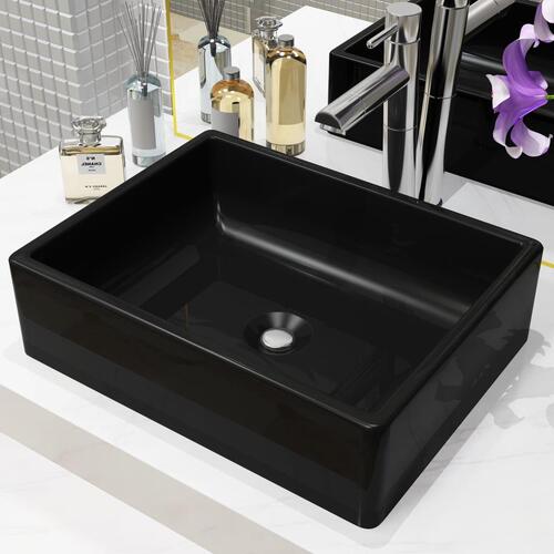 Håndvask keramik rektangulær sort 41 x 30 x 12 cm