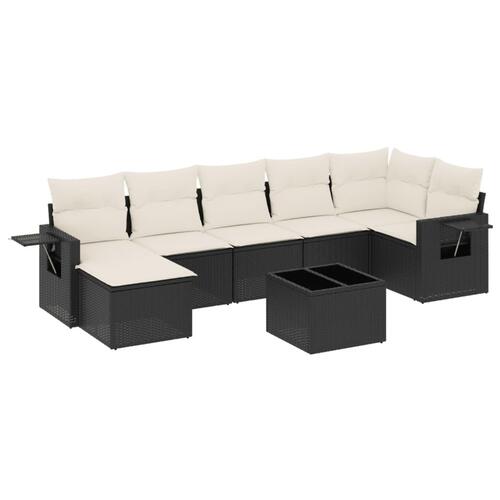 Sofasæt til haven 8 dele med hynder polyrattan sort