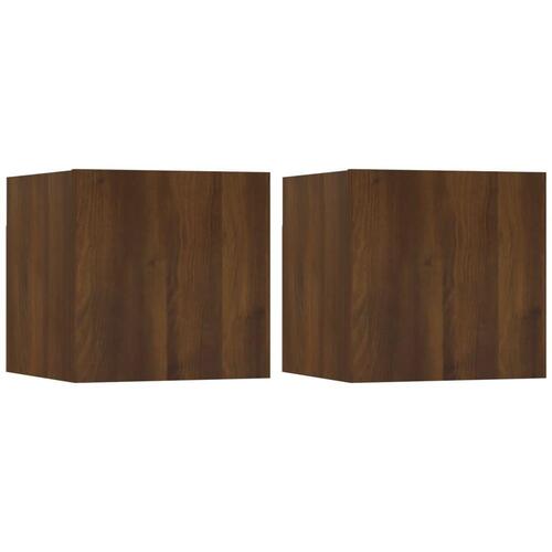 Væghængte tv-skabe 2 stk. 30,5x30x30 cm brun egetræ