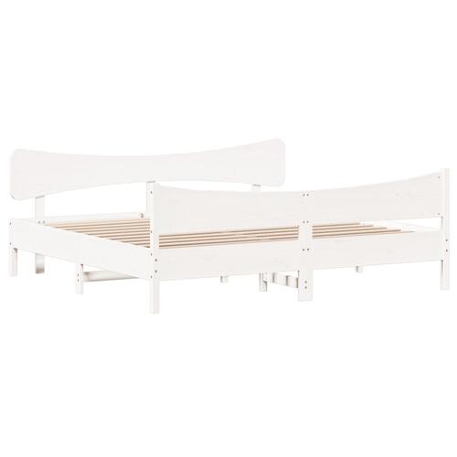 Sengeramme uden madras 180x200 cm massivt fyrretræ hvid
