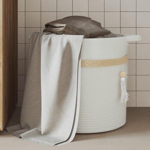 Opbevaringskurv Ø38x36 cm bomuld hvid