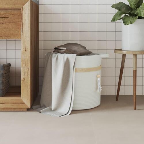 Opbevaringskurv Ø38x36 cm bomuld hvid