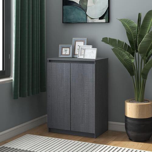 Skænk 60x36x84 cm massivt fyrretræ grå