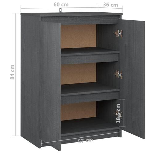 Skænk 60x36x84 cm massivt fyrretræ grå