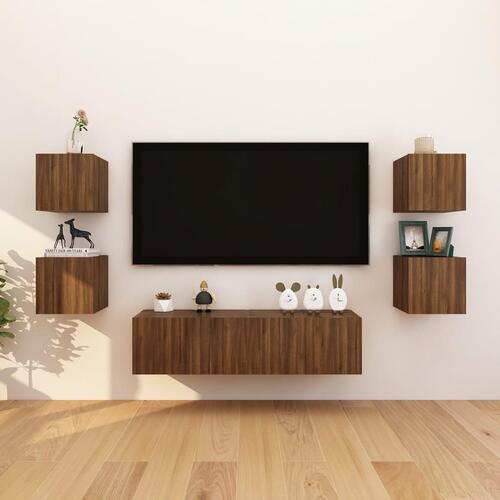 Væghængte tv-skabe 4 stk. 30,5x30x30 cm brun egetræ