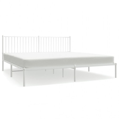 Sengeramme med sengegavl 193x203 cm metal hvid