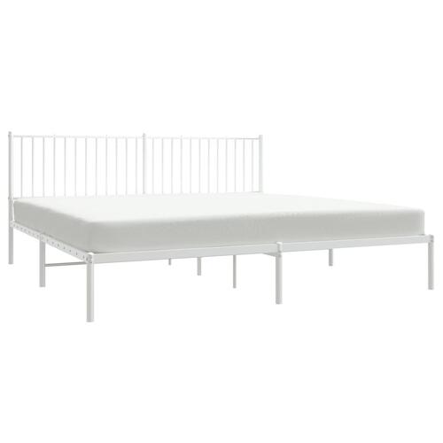 Sengeramme med sengegavl 193x203 cm metal hvid