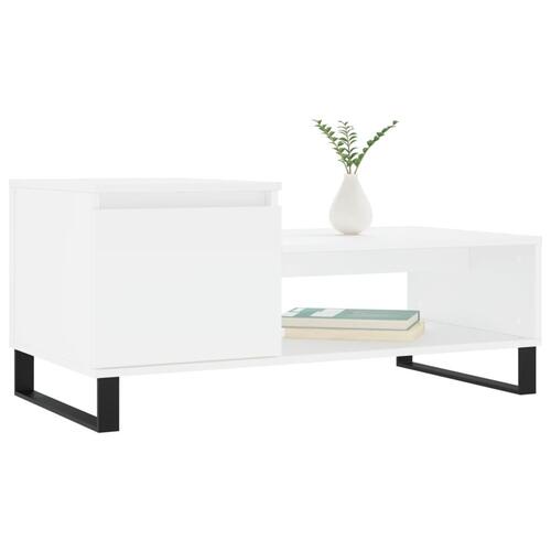 Sofabord 100x50x45 cm konstrueret træ hvid