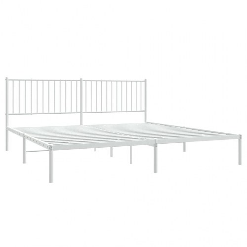 Sengeramme med sengegavl 193x203 cm metal hvid