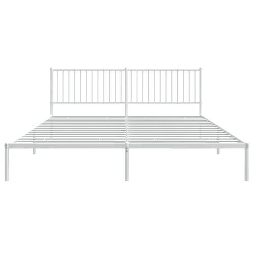 Sengeramme med sengegavl 193x203 cm metal hvid