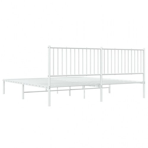 Sengeramme med sengegavl 193x203 cm metal hvid