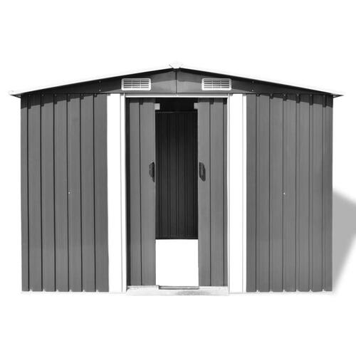 Opbevaringsskur til haven 257x205x178 cm metal grå