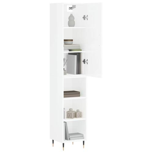 Skab 34,5x34x180 cm konstrueret træ hvid højglans