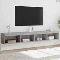 Tv-borde 2 stk. 100x30x30 cm med LED-lys grå sonoma-eg