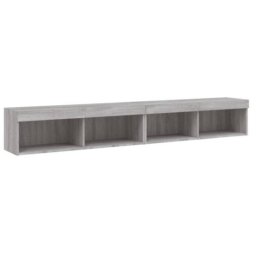 Tv-borde 2 stk. 100x30x30 cm med LED-lys grå sonoma-eg