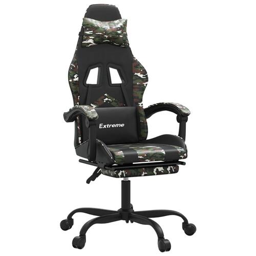 Gamingstol med fodstøtte kunstlæder sort og camouflage