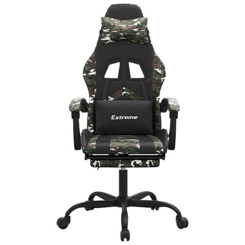 Gamingstol med fodstøtte kunstlæder sort og camouflage