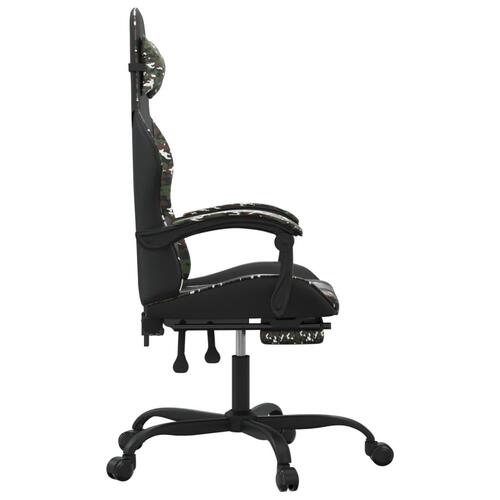 Gamingstol med fodstøtte kunstlæder sort og camouflage