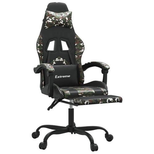 Gamingstol med fodstøtte kunstlæder sort og camouflage