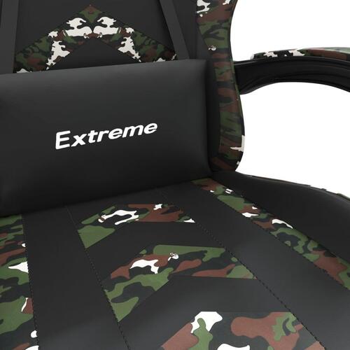 Gamingstol med fodstøtte kunstlæder sort og camouflage