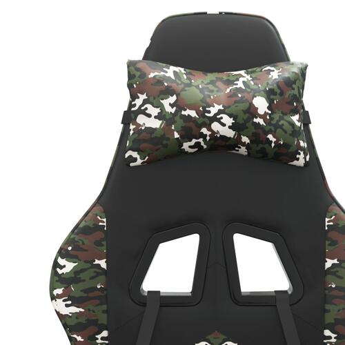 Gamingstol med fodstøtte kunstlæder sort og camouflage