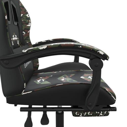 Gamingstol med fodstøtte kunstlæder sort og camouflage