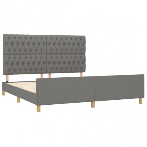Sengeramme med sengegavl 180x200 cm - stof, mørkegrå