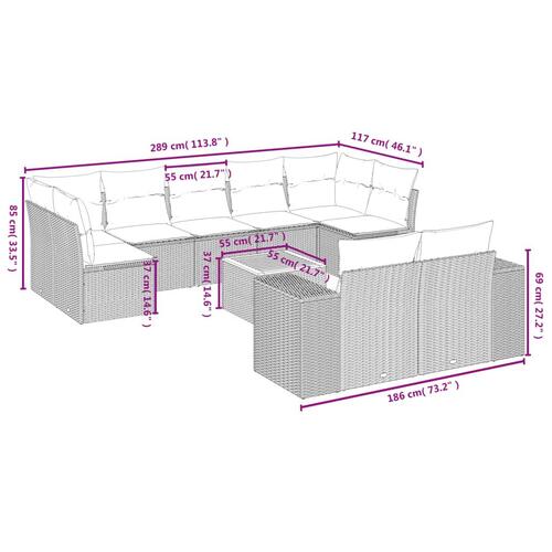 Sofasæt til haven 10 dele med hynder polyrattan sort